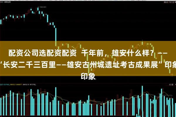 配资公司选配资配资  千年前，雄安什么样？——“长安二千三百里——雄安古州城遗址考古成果展”印象